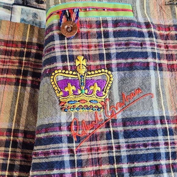 ROBERT GRAHAM Linen Sports Coat Jacket Men XL Multicolor Plaid Blazer